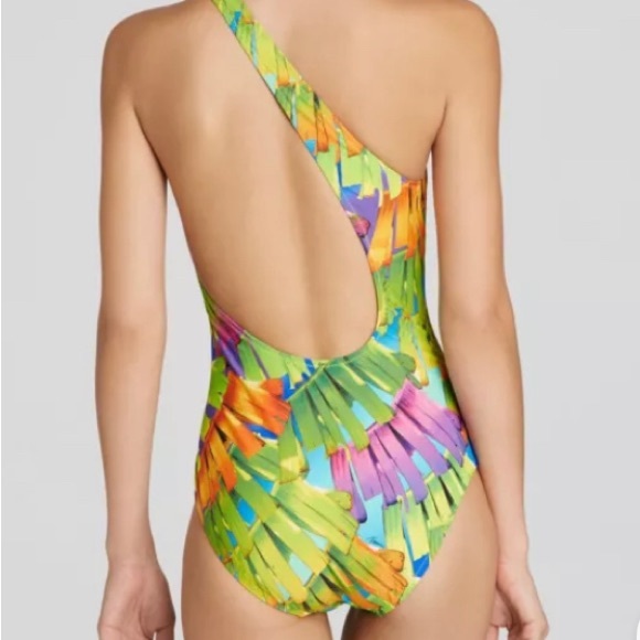 Trina Turk Polynesian Palms One Piece One Shoulder Swimsuit Size 4 - Picture 7 of 7